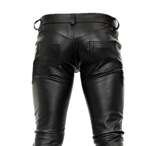กางเกงหนังเอวสูงของผู้ชายกางเกงแฟชั่นแนวสตรีทเสื้อผ้าแฟชั่นมีกระดุมปิด - Product Image 6