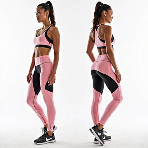 Ensemble de yoga fitness personnalisé sans couture pour femmes, respirant, soutien-gorge et leggings avec motif confortable, logo décoratif sur le devant - Product Image 4