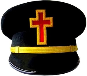 Gorro de los Caballeros Templarios, Grado de Comandante, con Bordado de Rayos en Metal Dorado, Insignia Masónica - Product Image 3