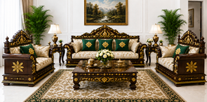 Custom Made Luxury Living Room Furniture Set Premium Teak Wood Square Carved <b>Sofa</b> Handmade Durable Sectional <b>Sofa</b> - Product Image 5