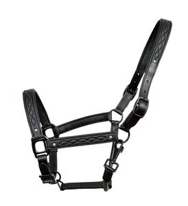 Licou cheval en cuir noir, licou classique, avec point de fantaisie et design perlé - Product Image 5