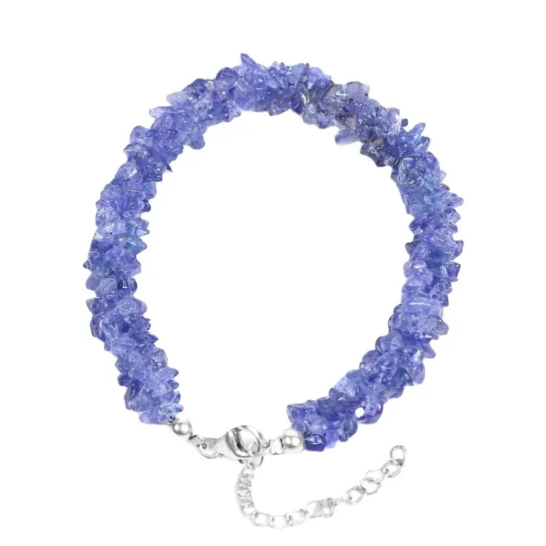 Pulseira azul natural sem corte tanzanite, miçangas de pedra feita à mão, azul, moda feminina, joia