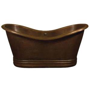 Baignoire à pantoufles double de luxe moderne Baignoire autoportante nickelée polie avec finitions patinées pour salle de bains de villa - Product Image 5