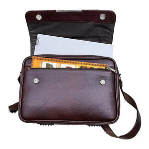 Sac à bandoulière pour ordinateur portable en cuir marron, design élégant et décontracté avec sangle de sac à dos, étui pour ordinateur portable, sac à bagages - Product Image 3