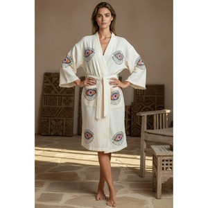 Robe Kimono en Coton Biologique 100% Varol – Respirante, Confortable, Tissée, Grande Taille XS, Robe d'Hiver à Manches Courtes avec Logo Personnalisé - Product Image 1
