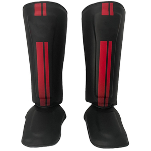 Protèges-tibias en cuir synthétique souple personnalisés REWAGE pour MMA, kickboxing et entraînement de Muay Thai, protection professionnelle - Product Image 1
