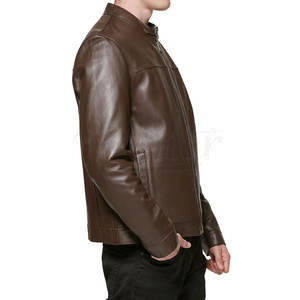 Venta al por mayor Otoño Invierno Tallas grandes Moda Hombres Chaquetas de cuero Color sólido Cremallera Cuero Casual PU Chaqueta - Product Image 6