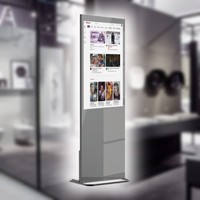 Miroir intelligent en cristal de luxe V43 Pro Vogo Espagne avec écran LED HD, cadre argenté rectangulaire, design minimaliste, interrupteur tactile