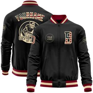 Personnalisé Noir Vintage USA Drapeau Personnalisé-Marron Bomber Varsity Letterman Zipper Jacket Coupe-Vent vintage Hommes Varsity Jacket - Product Image 1