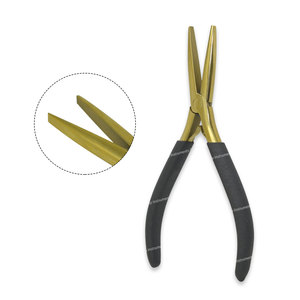 คีมหนีบเทปสแตนเลสเกรดสีดำ, อุปกรณ์ต่อผมแบบมืออาชีพสีทอง17ซม. - Product Image 3