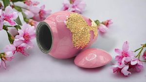 Urnes de crémation rose pour cendres adulte homme/femme-belles urnes décoratives uniques de style 3D avec sac en velours-5 "petit en aluminium - Product Image 4