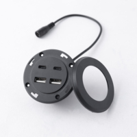 Stasiun pengisian daya berkualitas baik PW-Q22 dengan 2 USB A & Hub daya desain bulat tipe-c hitam/putih buatan VIETNAM