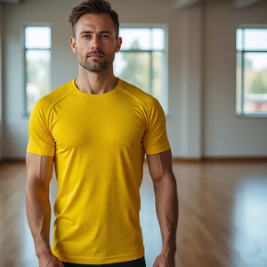 Bodybuilding manches courtes t-shirts hommes 100% coton Yoga Fitness porter t-shirt hommes col rond exercice t-shirt hommes - Product Image 6