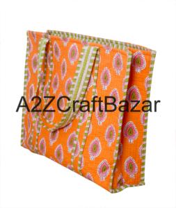 Bolso Tote de Hombro Acolchado de Algodón Indio Hecho a Mano para Mujer, Ecológico, Estilo Boho, para Compras, con Diseño Floral - Product Image 4
