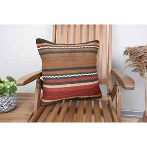 Multicolor Wool Kilim Rug <b>18x18</b> Inch Woven with Rustic Vintage Pattern for Home Decor - Product Image 1