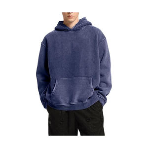 Streetwear surdimensionné pour hommes, sweat à capuche d'hiver, nouvelle mode, décontracté, imprimé, doublé, teint uni, motif solide, basique, sweat à capuche surdimensionné - Product Image 4