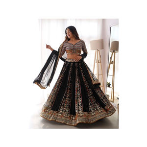 Lancement de nouveaux vêtements ethniques indiens Faux Georgette Lehenga Choli avec séquence et broderie du fournisseur indien - Product Image 1
