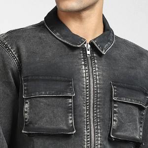 Nueva chaqueta de lona con logotipo personalizado de alta calidad 2025, diseños OEM, chaqueta vaquera de invierno para hombre, chaqueta vaquera con cremallera polar - Product Image 2