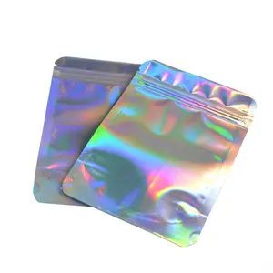 Resealable Packaging Pouch Gummie Snack Edibles Package Smell Proof Hologram Iridescent Doypack
