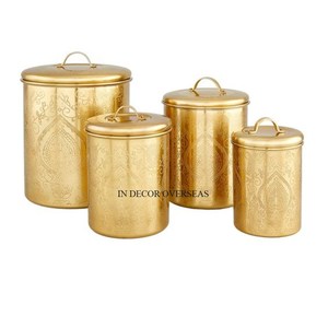 Petite texture martelée plaquée or de haute qualité en métal de qualité supérieure fait d'aliments et autres accessoires de cuisine de stockage d'articles de cuisine - Product Image 2