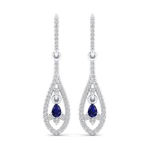 REYES Venta Directa de Fábrica, Pendientes Colgantes de Plata de Ley 925 con Moissanita VVS y Zafiro Azul para Mujer - Product Image 4