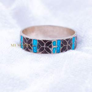Vintage Cloisonné Anneau Coloré Rouge Bleu Floral Émail Anneau Filigrane Bohème Bijoux 925 Bijoux En Argent Sterling - Product Image 4