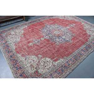 Alfombra Turca Vintage Extra Grande de 7.1x10.1 pies (216x308 cm), Alfombra Abstracta Roja - Product Image 2