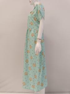 ชุดนอนเรยอนลายดอกไม้แบบใหม่สำหรับทุกวัน, ชุดนอนลำลองแขนสั้นยาวถึงเข่ามีซิปด้านหน้า - Product Image 3