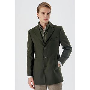 Cappotto classico con fodera trapuntata in Cashmere color cachi scuro 1008235167
