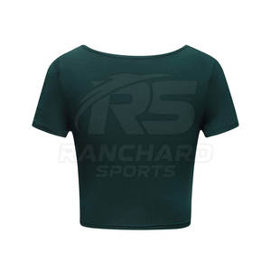 เสื้อครอปท็อปแฟชั่นผู้หญิง ดีไซน์เรียบหรู สำหรับงานปาร์ตี้ เสื้อครอปท็อปผู้หญิงแบบสั่งทำพิเศษ แขนสั้น - Product Image 5