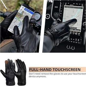 Gants d'hiver chauds en cuir pour temps froid à écran tactile du Pakistan - Product Image 4