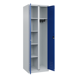 C+P Casier à linge Cabo, 4 étagères, tringle à vêtements, 610 x 500 x 1850 mm, sur pied, gris/bleu - Product Image 2