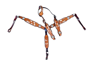 Juego de Herrajes Florales Blancos para Caballo, Cuero Estilo Western, Cabezada y Pechera con Diseño Curvo, para Exhibición Ecuestre, Personalizado, Tallas Completa/Cob/ - Product Image 3