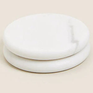 Top Quality Modern Style Marble White <b>Ceramic</b> <b>Coasters</b> with Stainless Steel Hardware Holder - Product Image 5