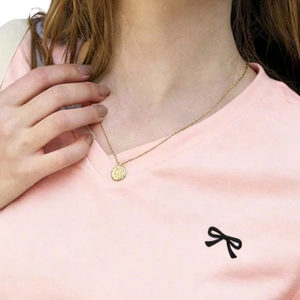 Camiseta informal de manga corta para mujer, cuello en V, algodón suave, bordado de lazo, Tops básicos ajustados, ropa de moda para uso diario de verano - Product Image 5