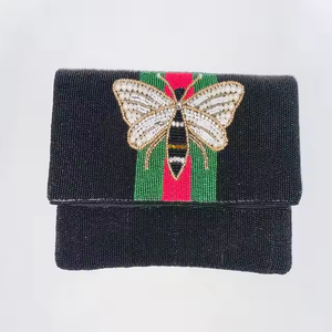 Embrayages perlés bandoulière pochette sac à main chaîne bandoulière graine perlée fleurs florales perlées embelli pochette pour femmes - Product Image 6