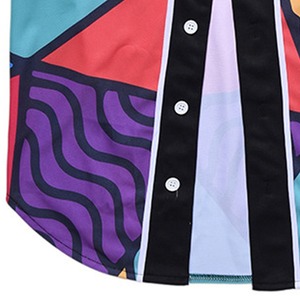 Men's Short Sleeve Plain Button <b>Down</b> Baseball Jersey Team Jersey - Product Image 3