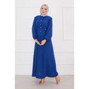 Hijab plisado de cintura índigo, conjunto modesto de 2 piezas - Product Image 2