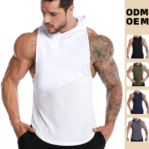 Camisetas sin mangas con capucha para entrenamiento de hombres, sudaderas sin mangas para entrenamiento de gimnasia, camiseta con corte muscular para culturismo, venta al por mayor, top de calidad fina - Product Image 1
