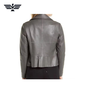 แจ็กเก็ตหนังเทียมทรงสลิมฟิตสำหรับผู้หญิงแจ็คเก็ตหนังขนแกะแบบมีซิปด้านหน้าสีล้วนย้อมสีระบายอากาศได้ดีสำหรับฤดูใบไม้ร่วง - Product Image 6