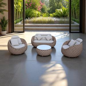 Juego de muebles de mimbre de imitación de ratán polivinílico, asientos de ocio para Patio exterior grande con forma de Luna para jardín o cubierta - Product Image 1