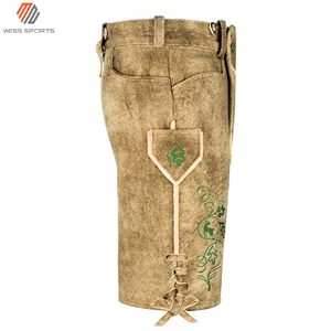 Derniers modèles de Lederhosen bavarois pour hommes, costume d'Oktoberfest, cuir véritable, personnalisé, respirant, séchage rapide, short à cordon de serrage - Product Image 4