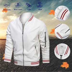OEM Service Adults Bomber <b>Jackets</b> in <b>White</b> Color Full Sleeves <b>Man</b> Stylish Windbreaker <b>Jackets</b> With Custom Design - Product Image 4