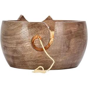 Bol à fil en bois fait à la main porte-fil palissandre tricot Crochet fil boîte de rangement fil boule bol cadeau pour anniversaire de mère - Product Image 1