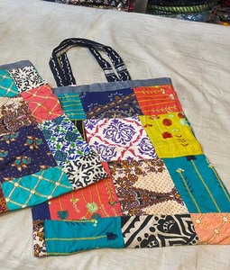 Bolso Jhola bohemio de algodón para mujer, tamaño personalizado, diseño de retazos a la moda, asas dobles, cierre abierto, hombro, monedero de Yoga - Product Image 5