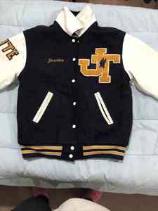 Bomber Varsity Jacket Style Décontracté Corps en Laine Manches en Cuir Véritable Letterman - Product Image 3