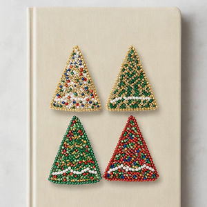 Broches de Noël faites à la main en perles, broderie de luxe en fil de laine, articles de papeterie, journaux de fête, journaux de vacances - Product Image 1