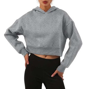 Trendy Cropped <b>Hoodie</b> For Women <b>Workout</b> And Travel Soft Cotton Long Sleeve Drawstring Stylish Cropped <b>Hoodie</b> Manufacturer - Product Image 6