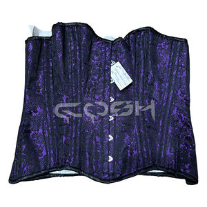 Corset élégant noir et violet en jacquard, avec baleines en acier, OEM/ODM, fournisseur de corsets de luxe en brocart du Pakistan - Product Image 5