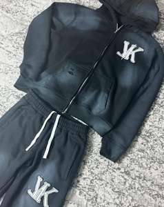 Fabricación profesional 100% chándal de algodón para hombres de alta calidad cómodo invierno impreso chándales Sunfade bordado - Product Image 2